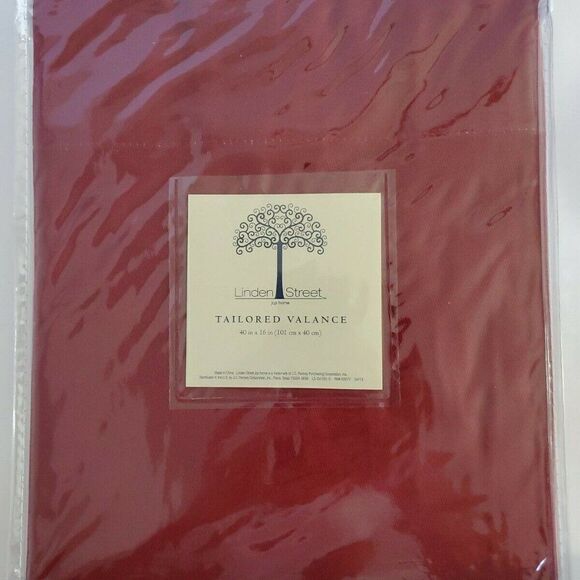JC Penney Linden Street Tailored Valance 40x16 Red Window Curtain - Picture 1 of 4